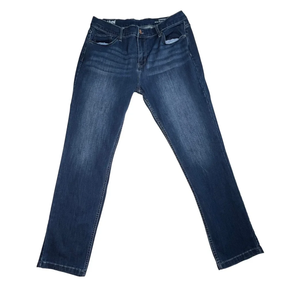 Mugsy Kinzies Jeans Mens 35x32 Blue Dark Wash Straight Leg Stretch Performance - Picture 1 of 10